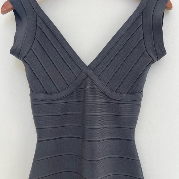 HERVE LEGER Bandage Dress Medium Gray Mini Bodycon Dress Gorgeous! - Picture 6 of 10